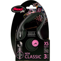 FLEXI ROLLIJN CLASSIC CORD XS ZWART 3MTR VOOR HOND TOT 8KG