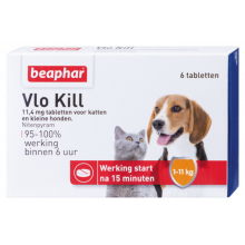 BEAPHAR VLO KILL KAT EN HOND TOT 11KG 6 TABL