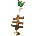 HOUTEN VOGELSPEELGOED KLOS+TOUW+BEL 33CM