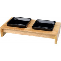 VOER/WATERBAKSET KERAMIEK/HOUT 2X 0,25 LTR/13CM