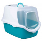 KATTENBAK  VICO OPEN TOP - TURQOISE/WIT MET KAP