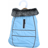 BOONY HONDENJAS PARKA LICHTBLAUW MET BONTKRAAG  20 CM