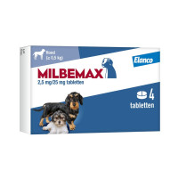 MILBEMAX WORMTABLETTEN VOOR KLEINE HONDEN EN PUPS  (4 STUKS)