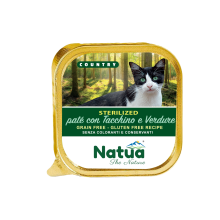 NATUA CAT COUNTRY STERILISED PATÉ MET KALKOEN EN GROENTEN - KUIPJE 100 GRAM
